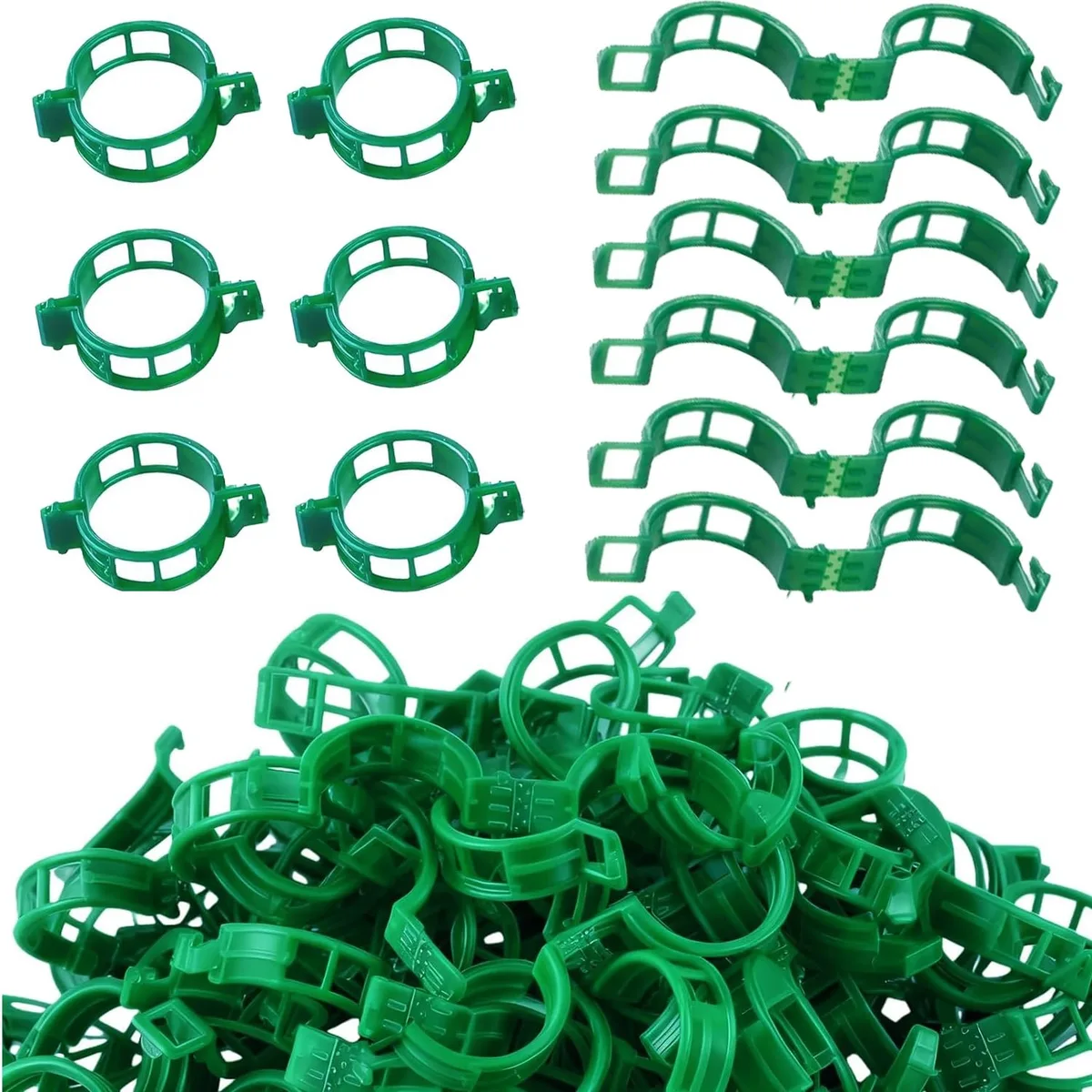 Clear plastic plant support clips, 100 pieces, hollow design for air circulation