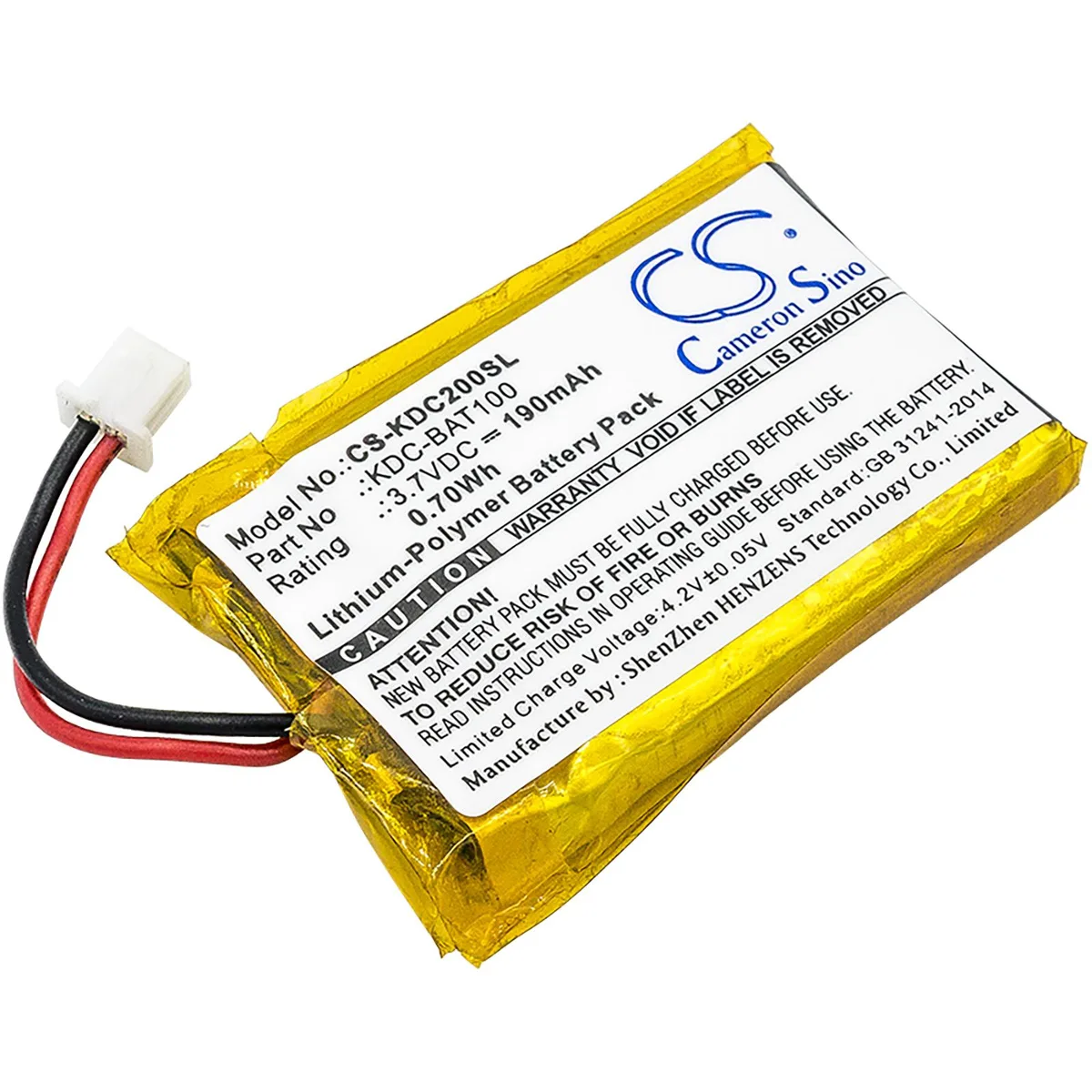 Centenex Electronics Centenex Electronics DS-CS-KDC200SL barcode scanner battery 3.7V 0.19 Ah — product photo