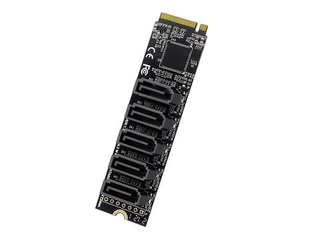 LORDWORLD LORDWORLD NVME M-Key PCI Express to SATA 3.0 5 Ports Adapter JMB585 2280 — product photo
