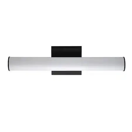 Black vanity light with white tubular acrylic diffuser and single LED module