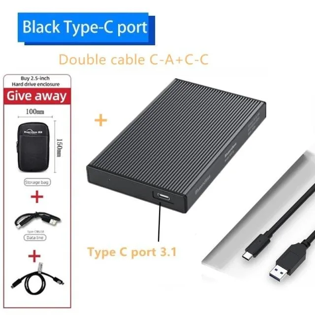 Hetai Tech Hetai Tech 2.5 SATA USB 3.0 Type C 3.1 Enclosure MR23FC-A.C-C-255BB — product photo
