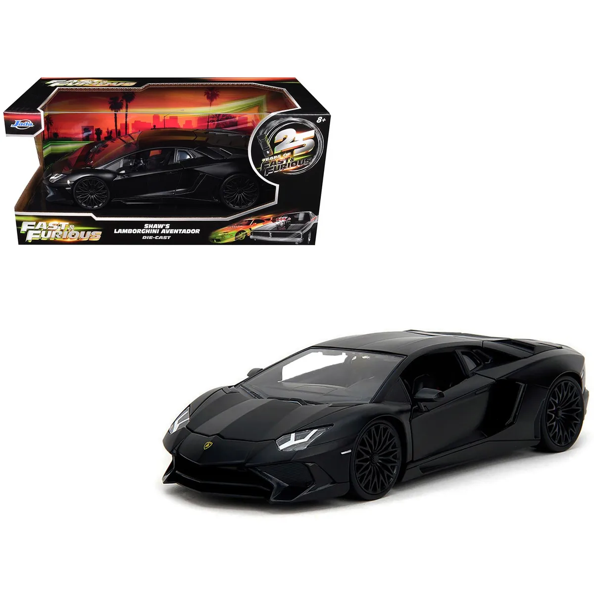 Jada Jada Shaw's Lamborghini Aventador Matt Black Furious 7 1/24 Diecast Car — product photo