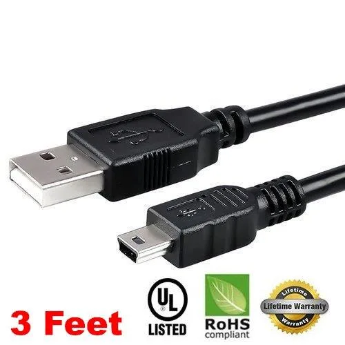 Black USB cable with rectangular and square connectors