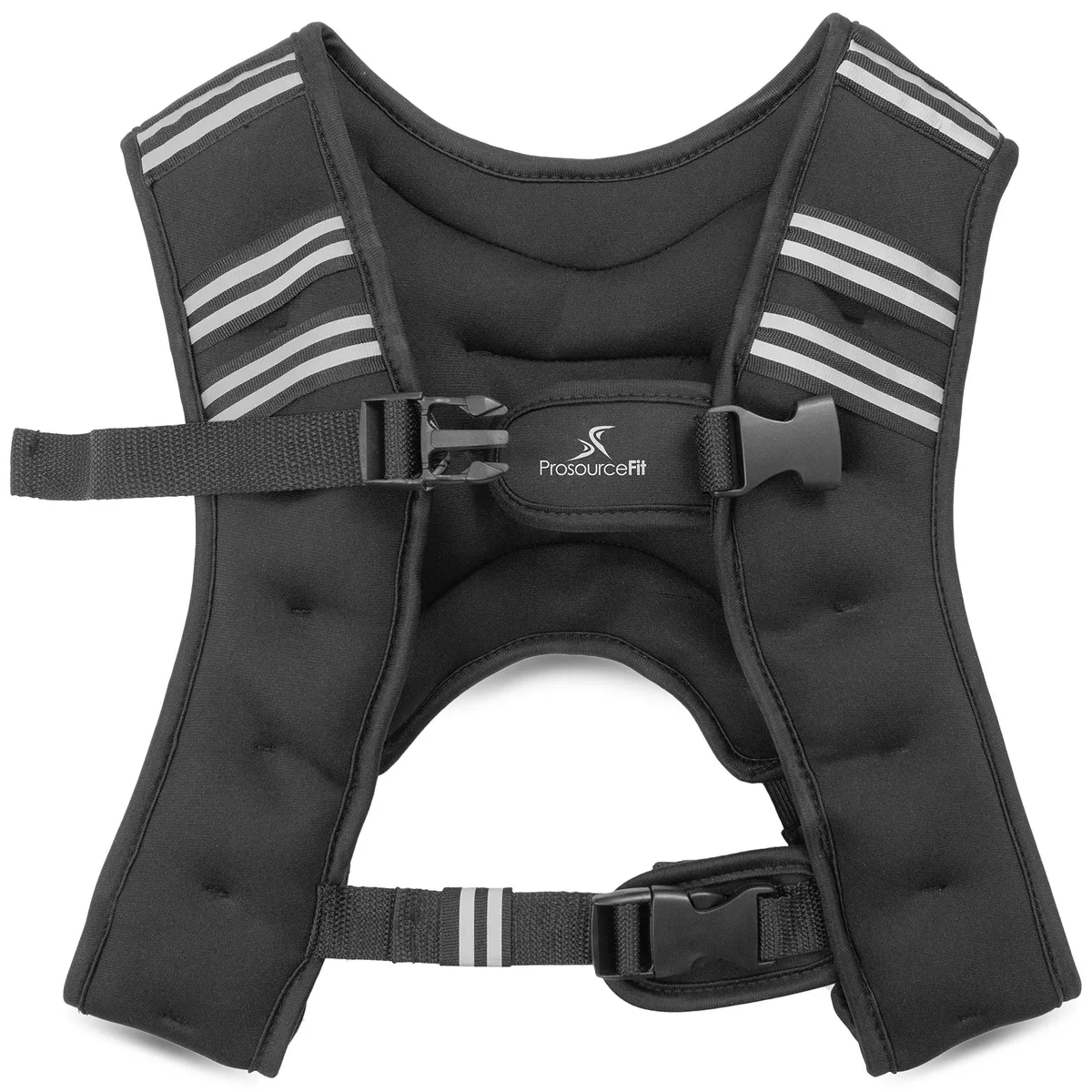 Black weighted training vest with adjustable buckles, 10 lb neoprene design