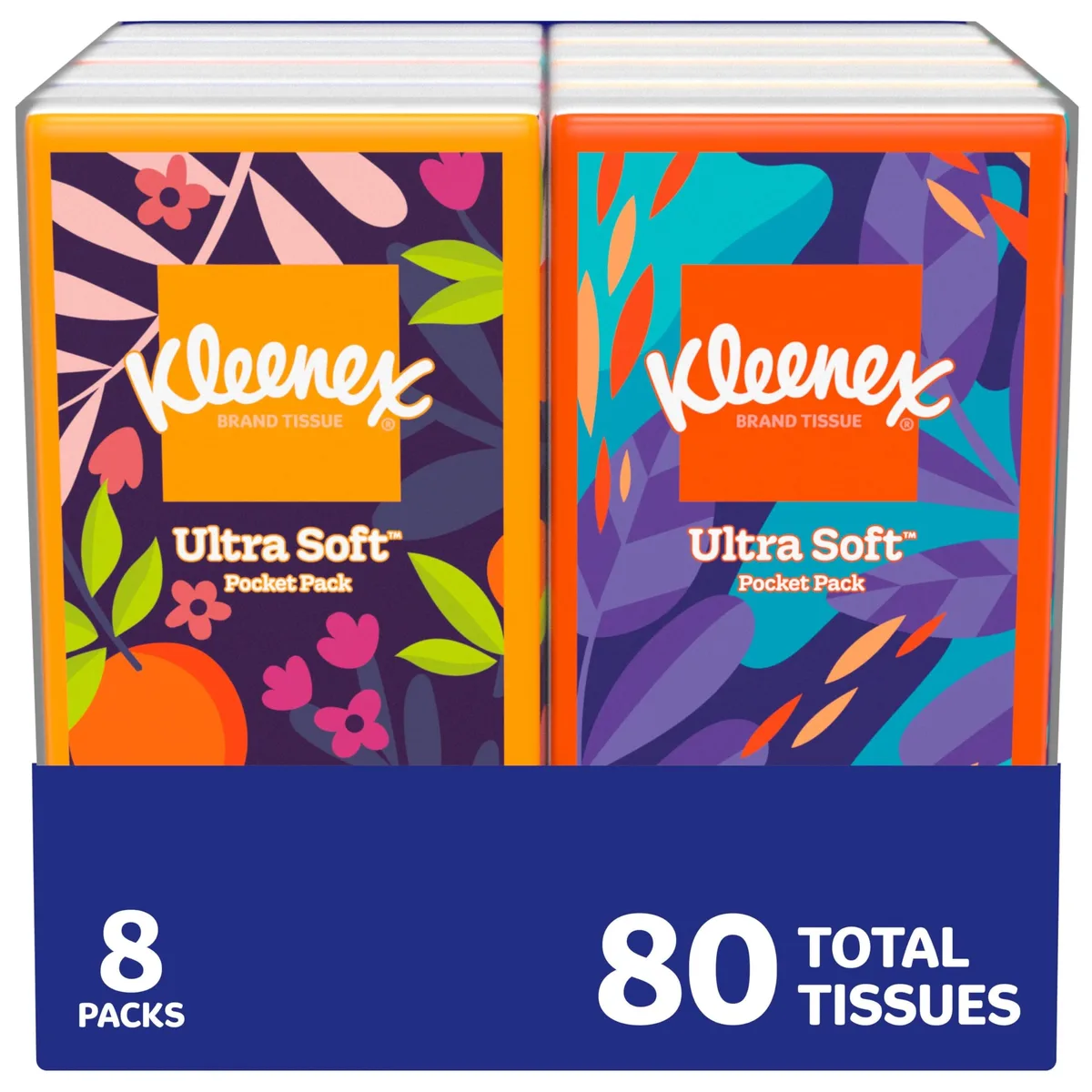 Kleenex On-The-Go Facial Tissues 8 Packs 10 Tissues 3-Ply — product photo