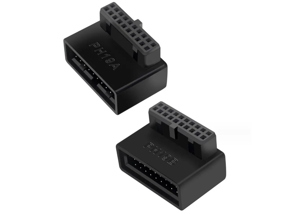 RIITOP RIITOP USB 3.0 19/20pin 90° Male-Female Adapter Black 2PCS — product photo