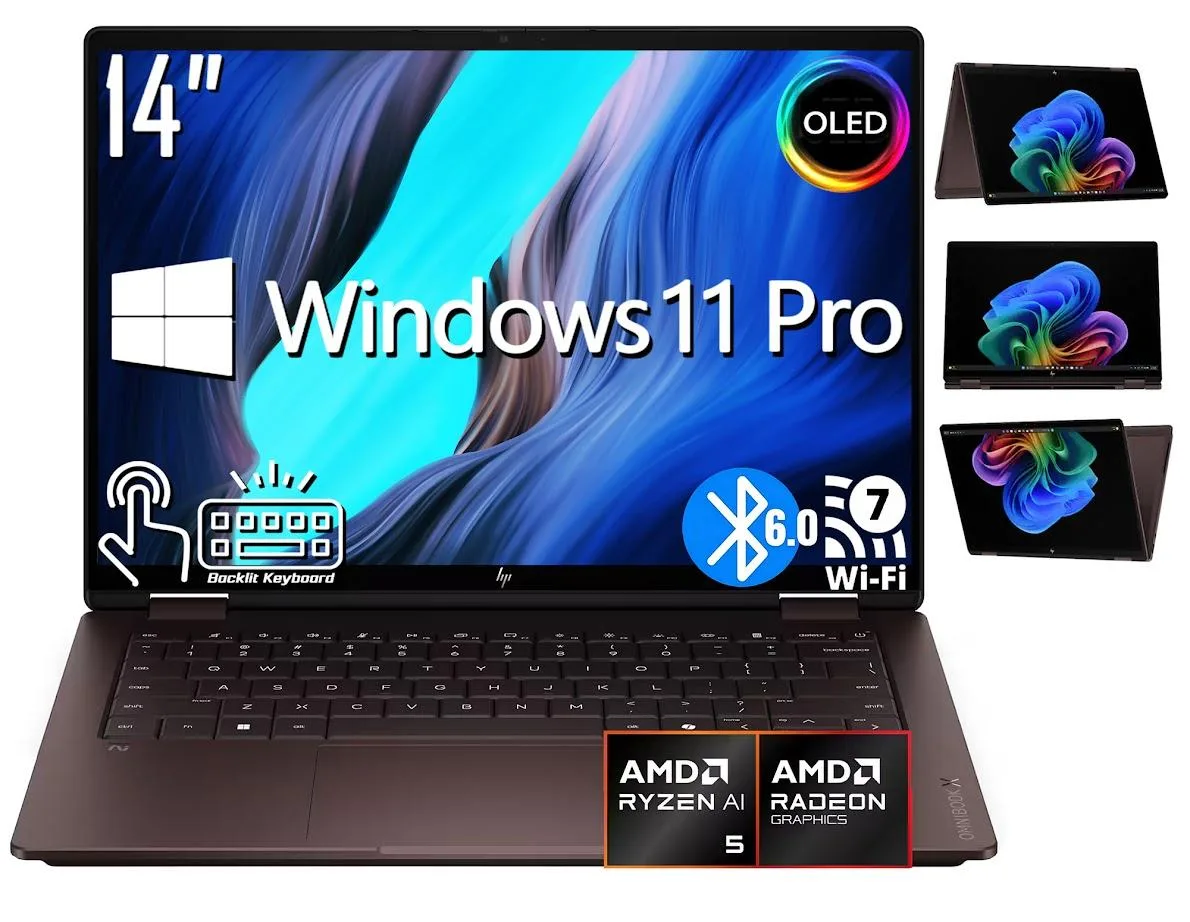 HP HP OmniBook X 2-in-1 AMD Ryzen AI 5 430 16GB 1TB 14" OLED — product photo