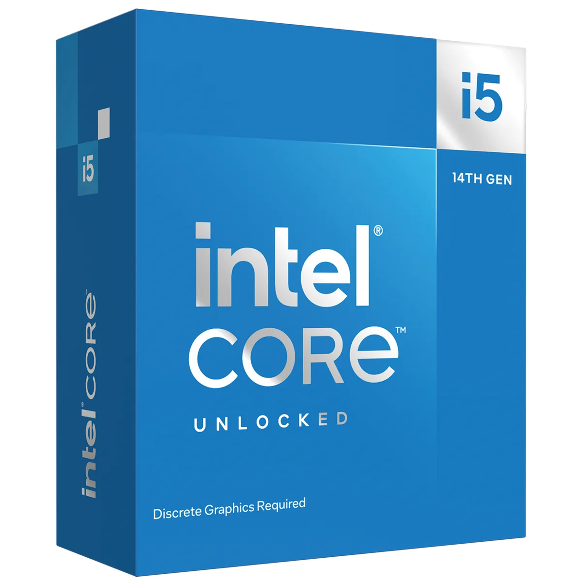 Silver square processor with gold contacts and printed model name