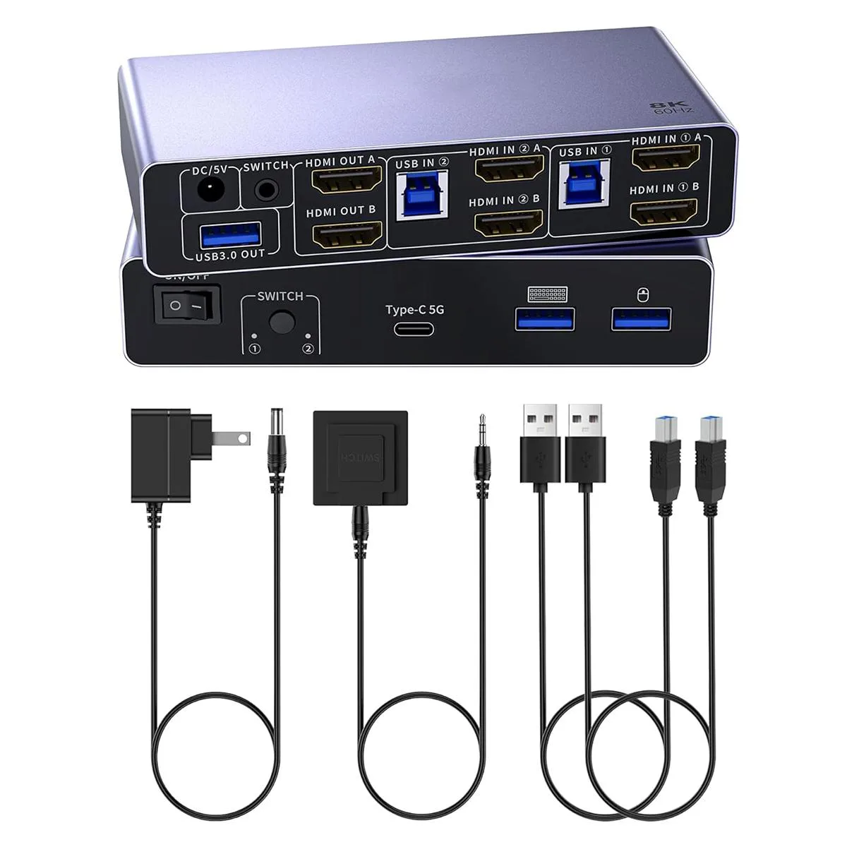 IHDAPP IHDAPP USB 3.0 HDMI KVM Switch 2 Monitors 2 Computers 8K@60Hz — product photo