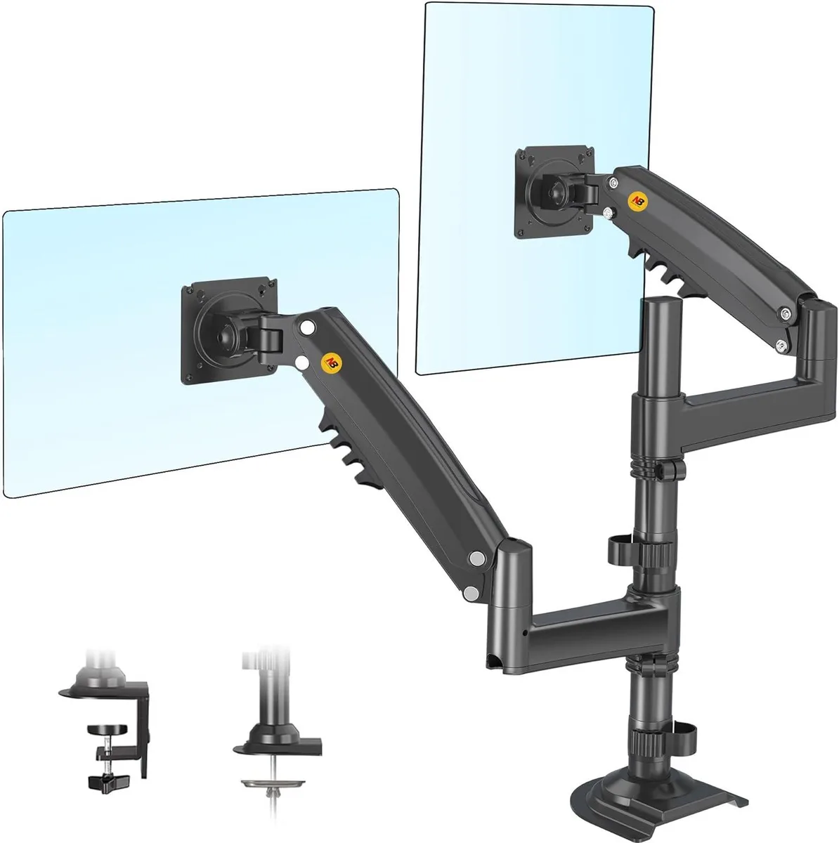 BFKK BFKK Dual Monitor Arm 17–27″ 4.4–19.8 lbs gas-spring clamp grommet — product photo