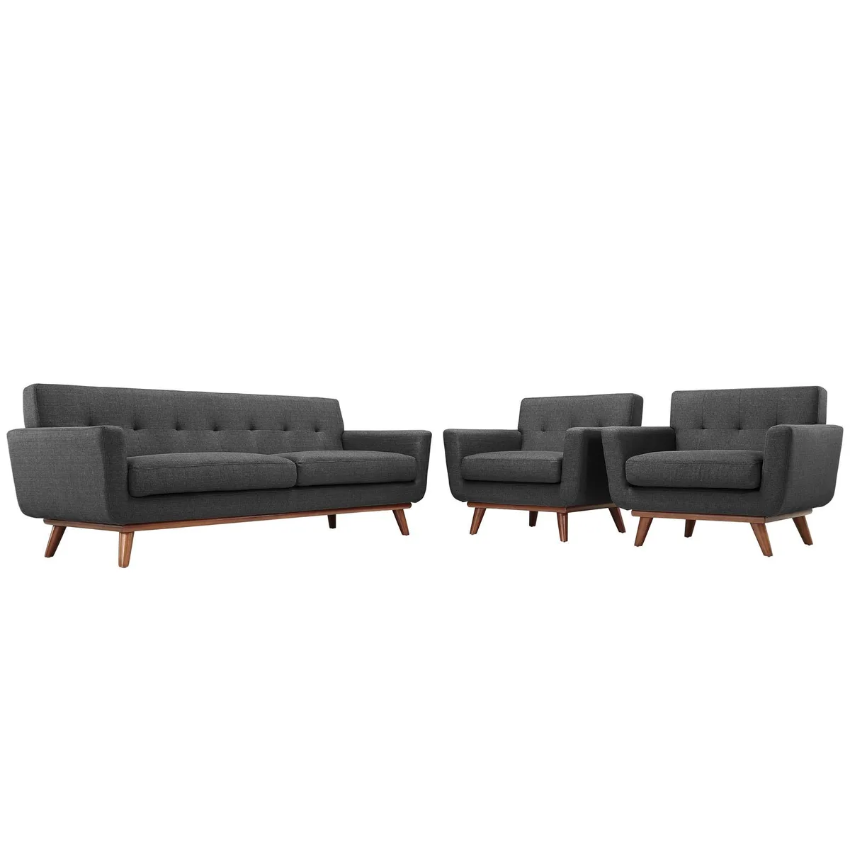 Modway Furniture Modway Furniture Engage Armchairs and Sofa Set of 3 Gray — product photo