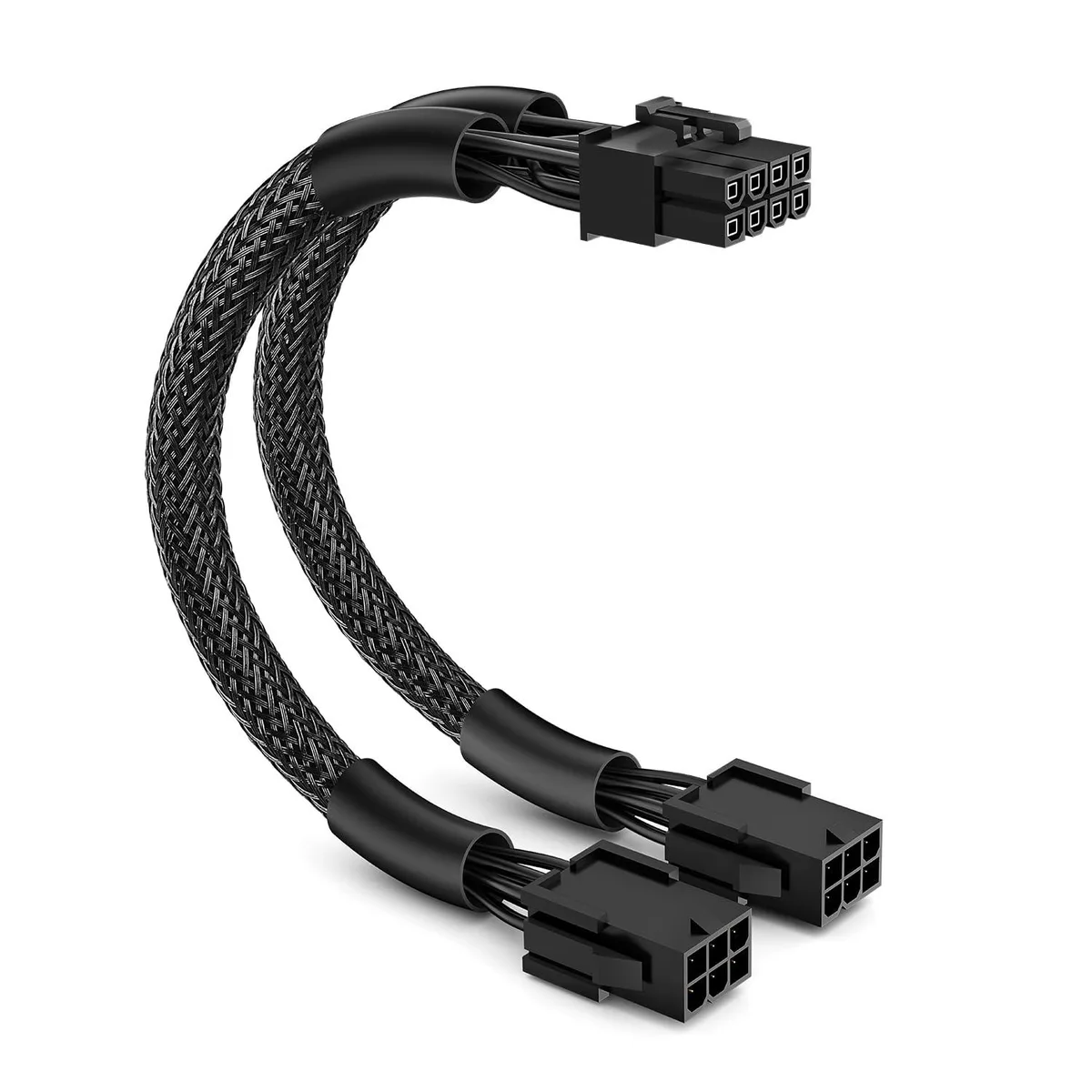  JDI JD000783 PCIe Power Adapter Cable, Dual 6 Pin Female to 8 Pin Male, Braided Sleeve, 9 Inch — product photo