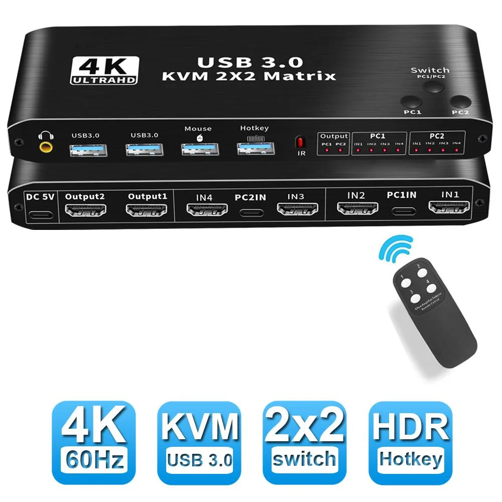 LUOM LUOM OZK3-1 2×2 HDMI 2.0b KVM Matrix Switch — product photo