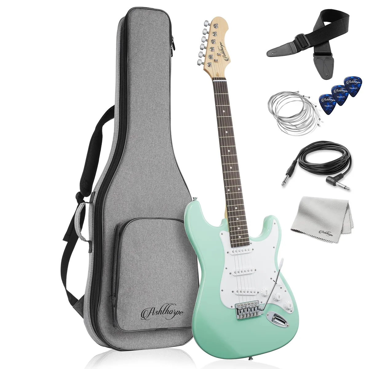 Ashthorpe Ashthorpe 39-Inch Electric Guitar Mint Green-White — product photo