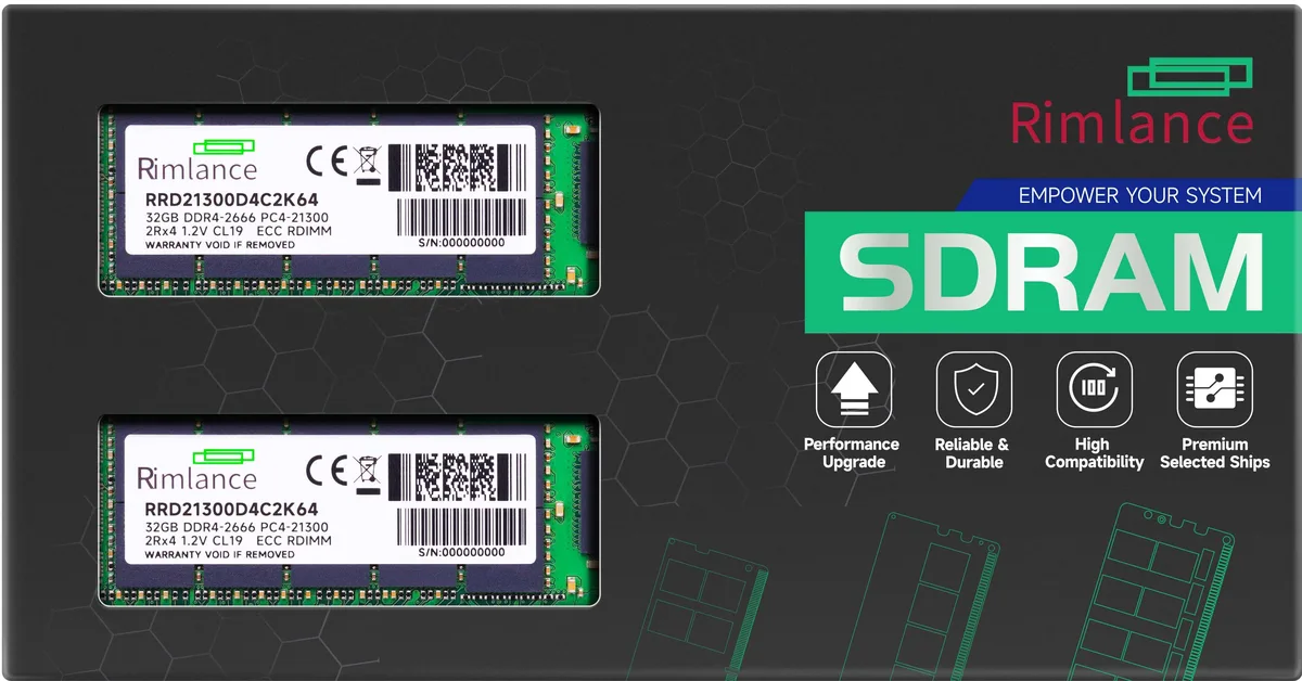 RIMLANCE RIMLANCE 64GB (2x32GB) DDR4 2666 ECC Registered RDIMM server RAM — product photo