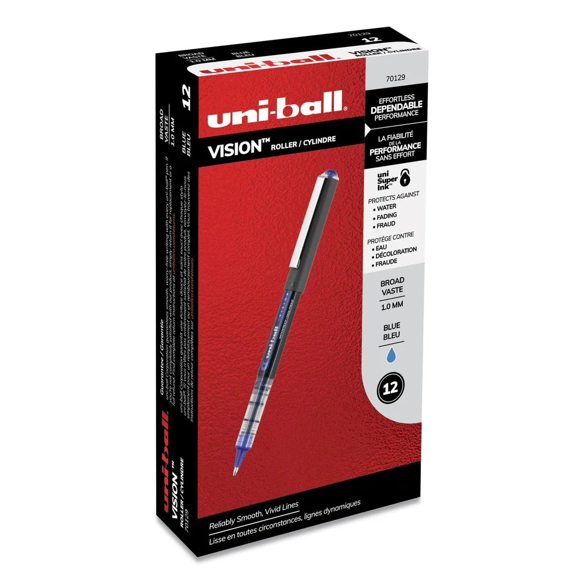 uni-ball uni-ball 70129 Vision rollerball pen 1 mm blue dozen — product photo