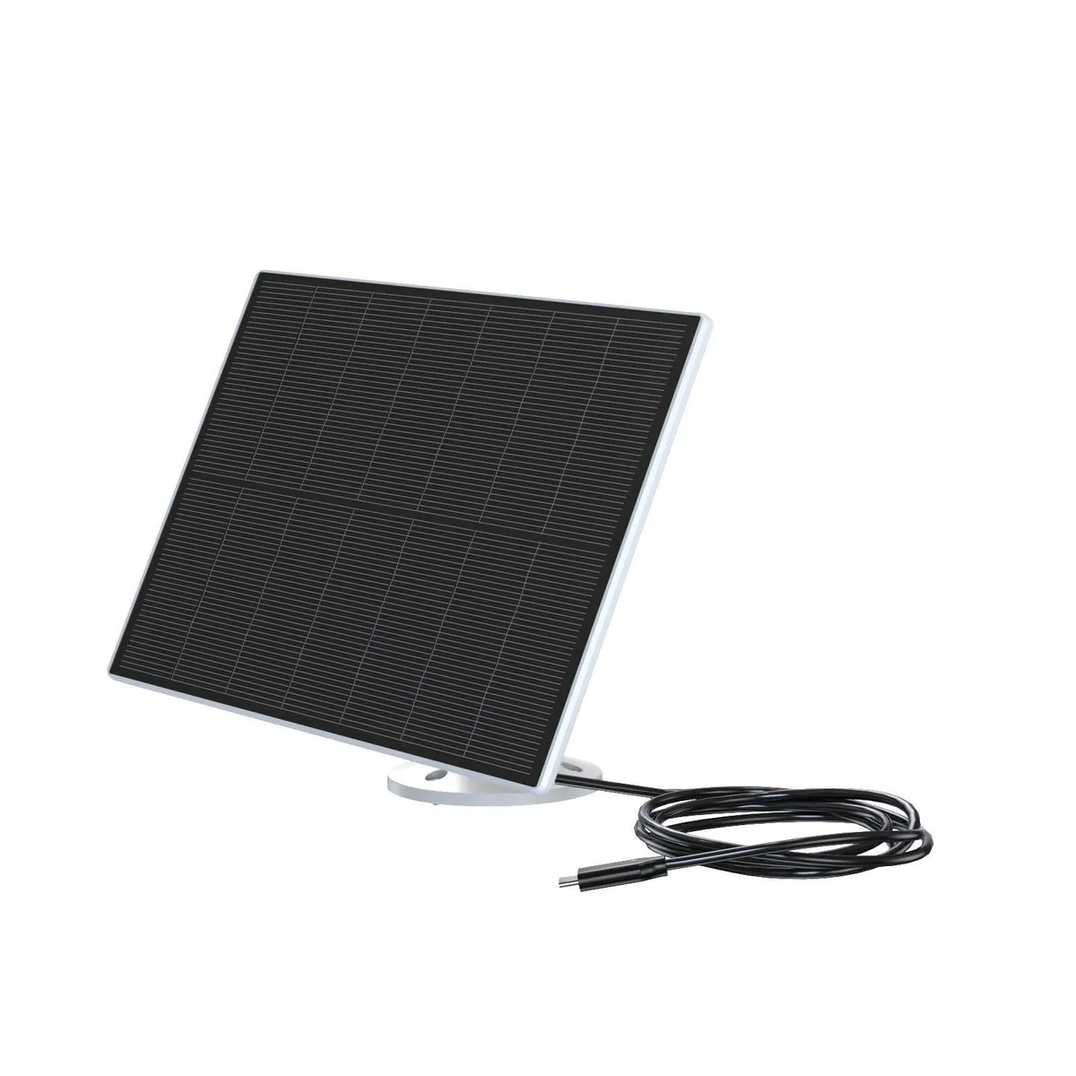 White rectangular solar panel with USB-C cable and adjustable bracket