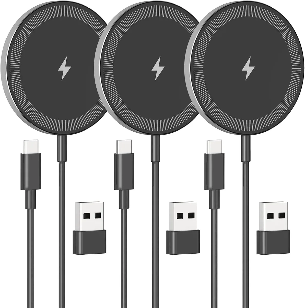 KINGARD KINGARD 3-Pack Magnetic Wireless Charger 15W Qi Black — product photo