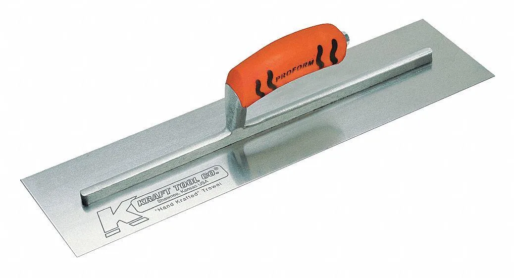 Kraft Tool 10 inch carbon steel square end trowel with camel back ProForm handle
