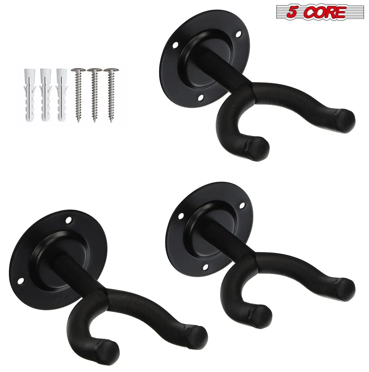 5 Core 5 Core GH ST 3PCS Guitar Wall Mount Black 3 Pack — product photo