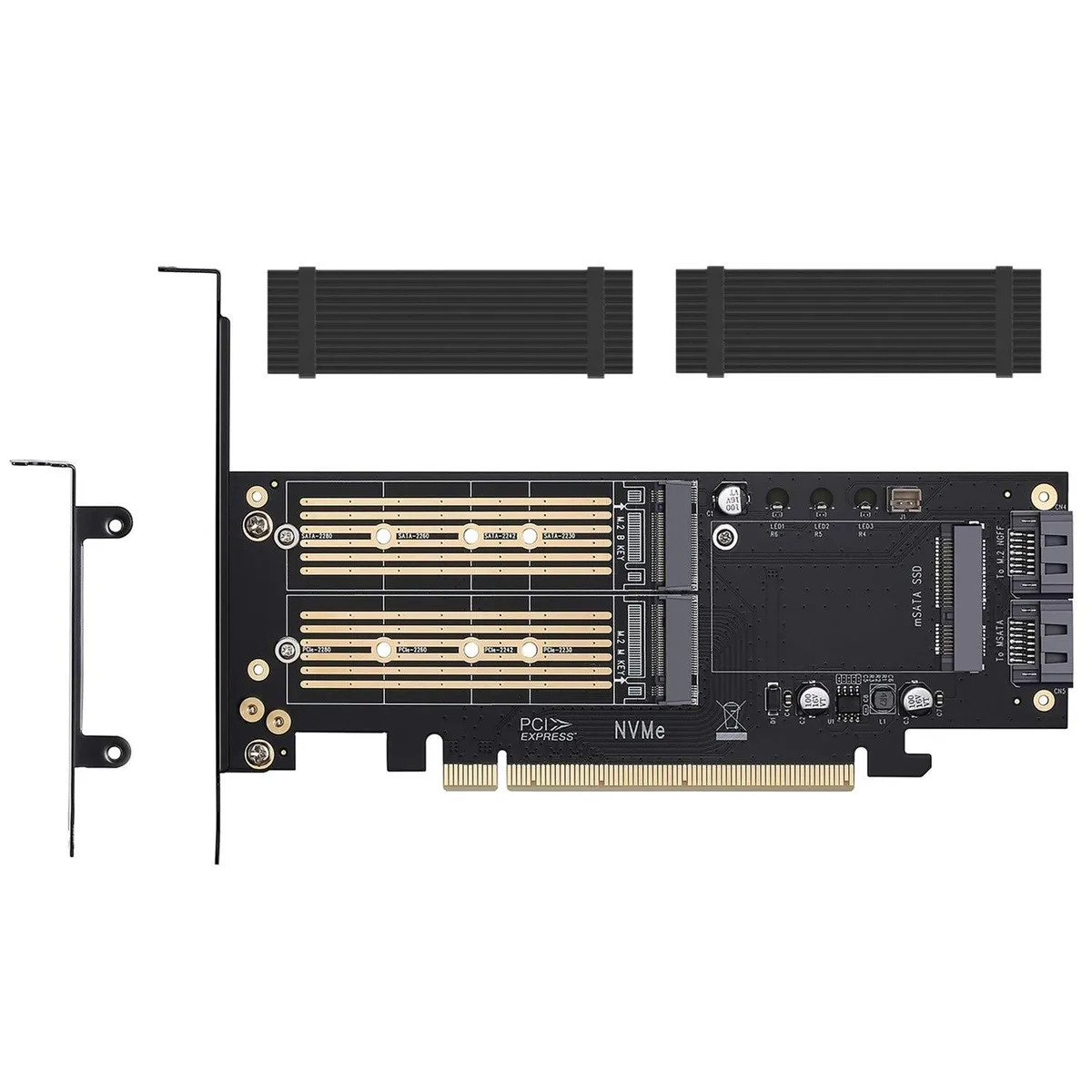 Astro Gaming Astro Gaming 2 in 1 Accessory M.2 NVME SATA mSATA Adapter Card with 2 Aluminum Heatsinks — product photo