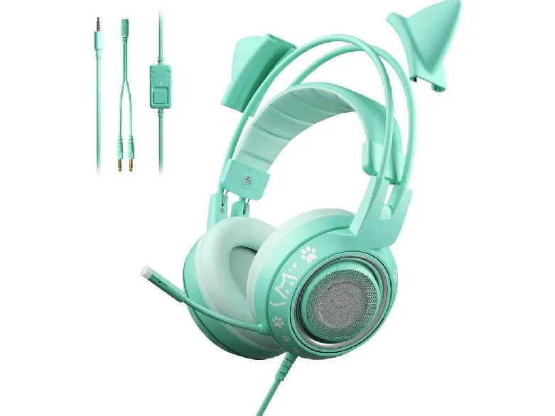 Corn Electronics Corn Electronics G951s Green Wired Headset 40mm 3.5mm 360° Mic — product photo