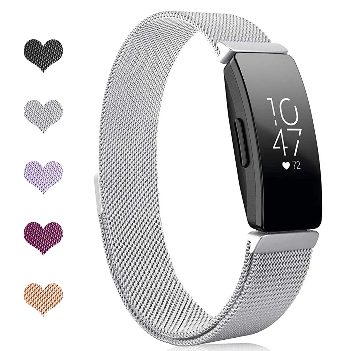 Werleo Werleo Fitbit Inspire HR Band Stainless Steel Magnetic Silver Small wearable technology — product photo