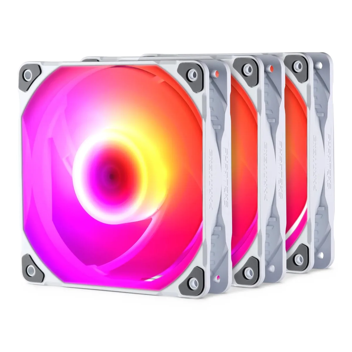 Phanteks Phanteks PH-F120SK_DRGB_PWM_WT01_3P 3-pack 120mm case fan white RGB — product photo