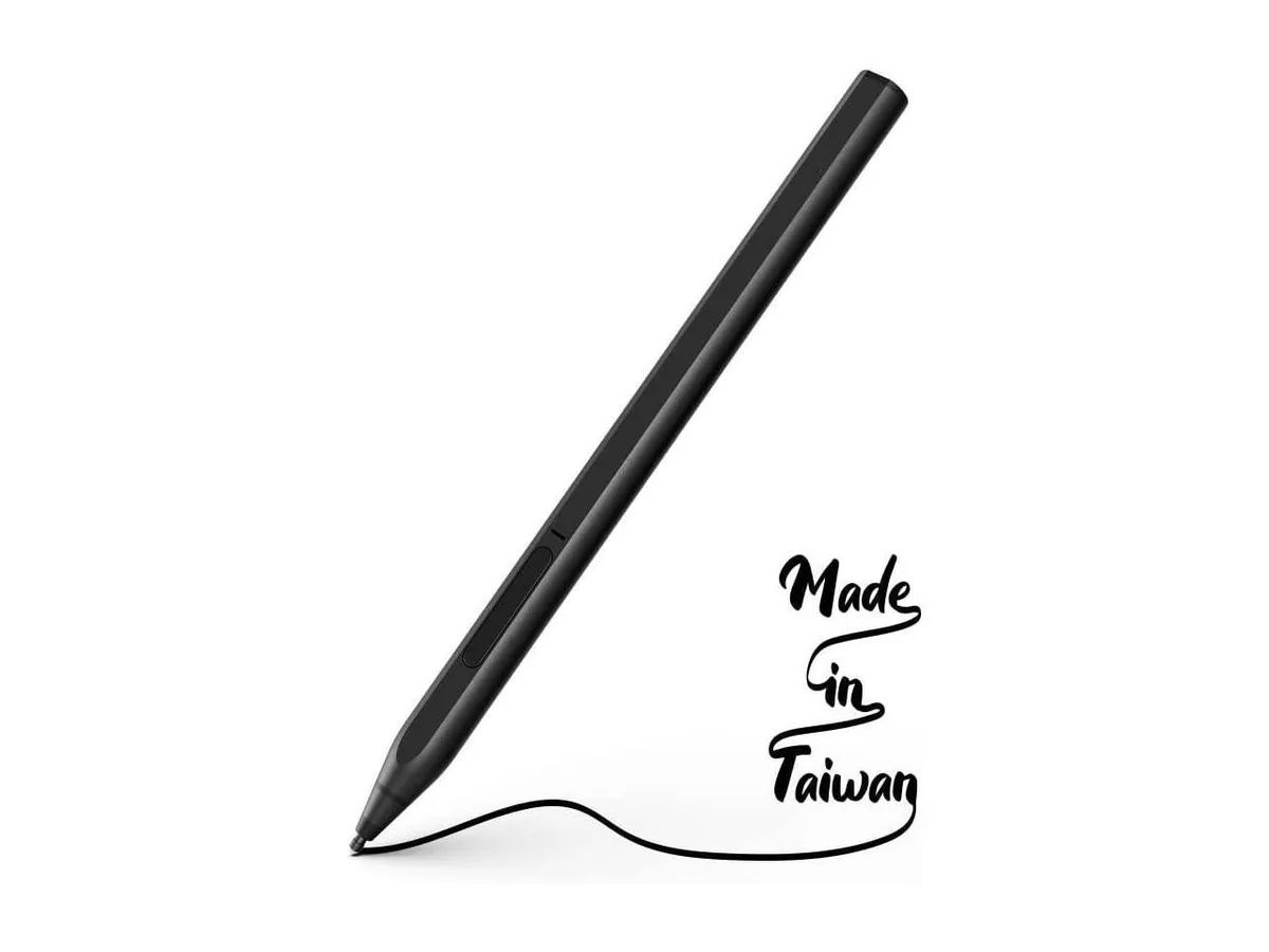 D-shaped aluminium stylus pen, matte black finish, 9.2 mm diameter