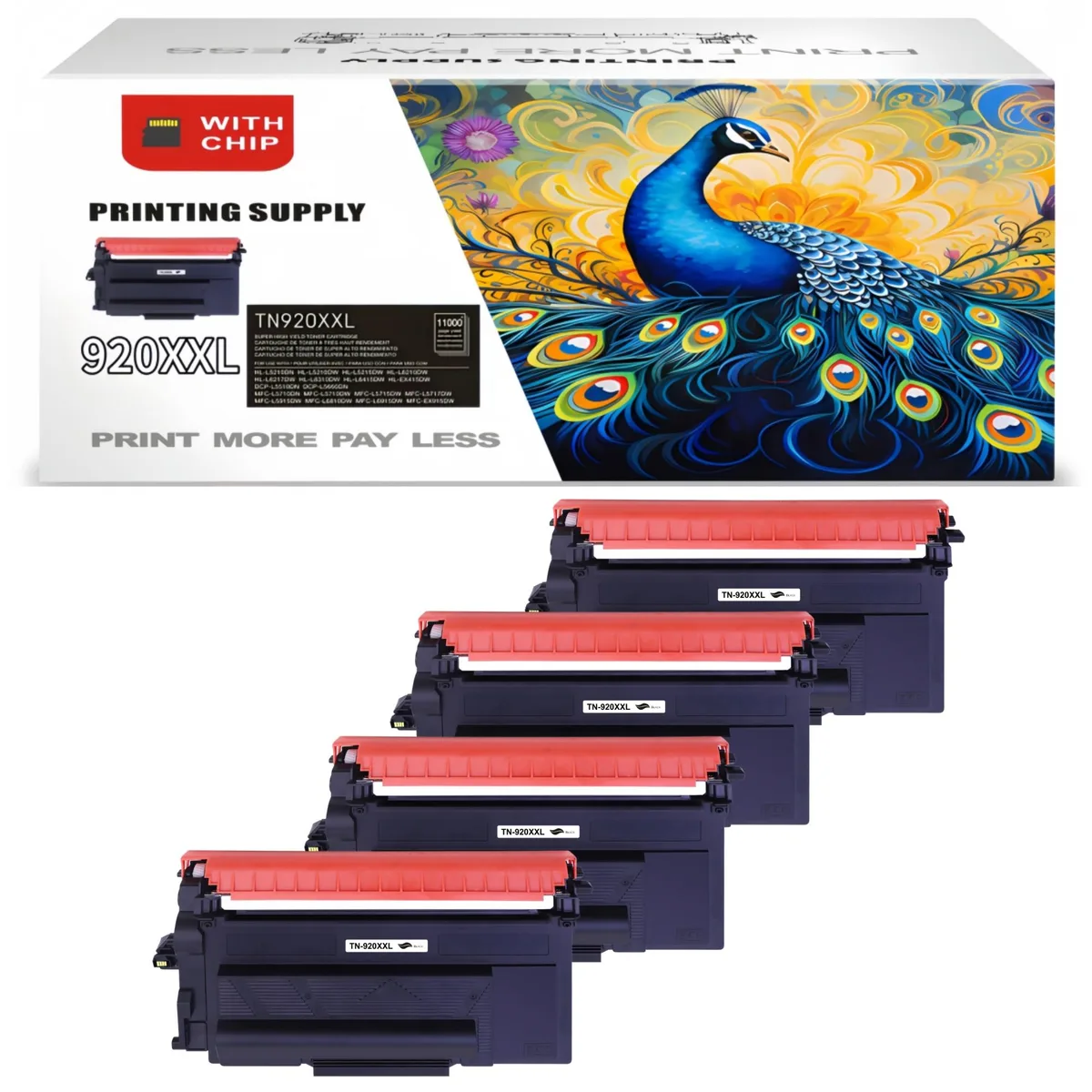 Aster Graphics Inc Aster Graphics Inc 4-Pack Compatible TN920XXL Black Toner Cartridge — product photo