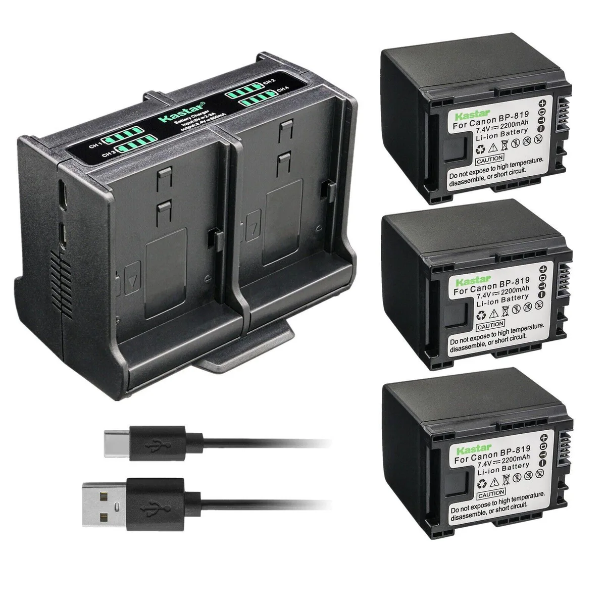 Kastar Kastar BP-819 3-pack batteries with quadruple charger — product photo