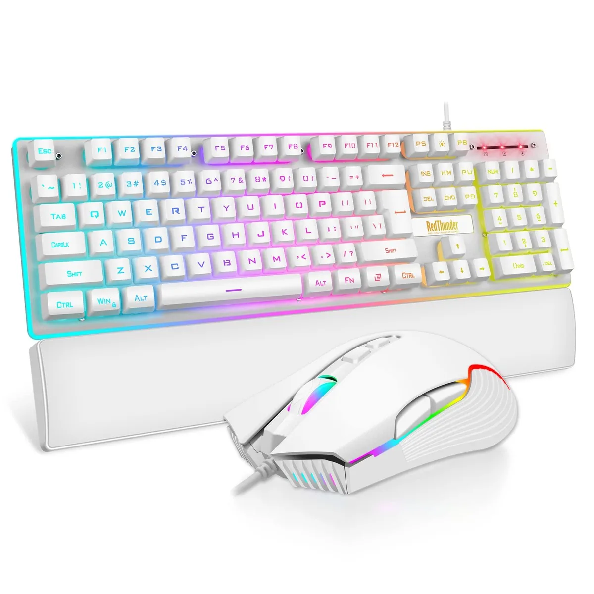  Redragon K10 Wired Gaming Keyboard and Mouse Combo with Wrist Rest (White) — product photo