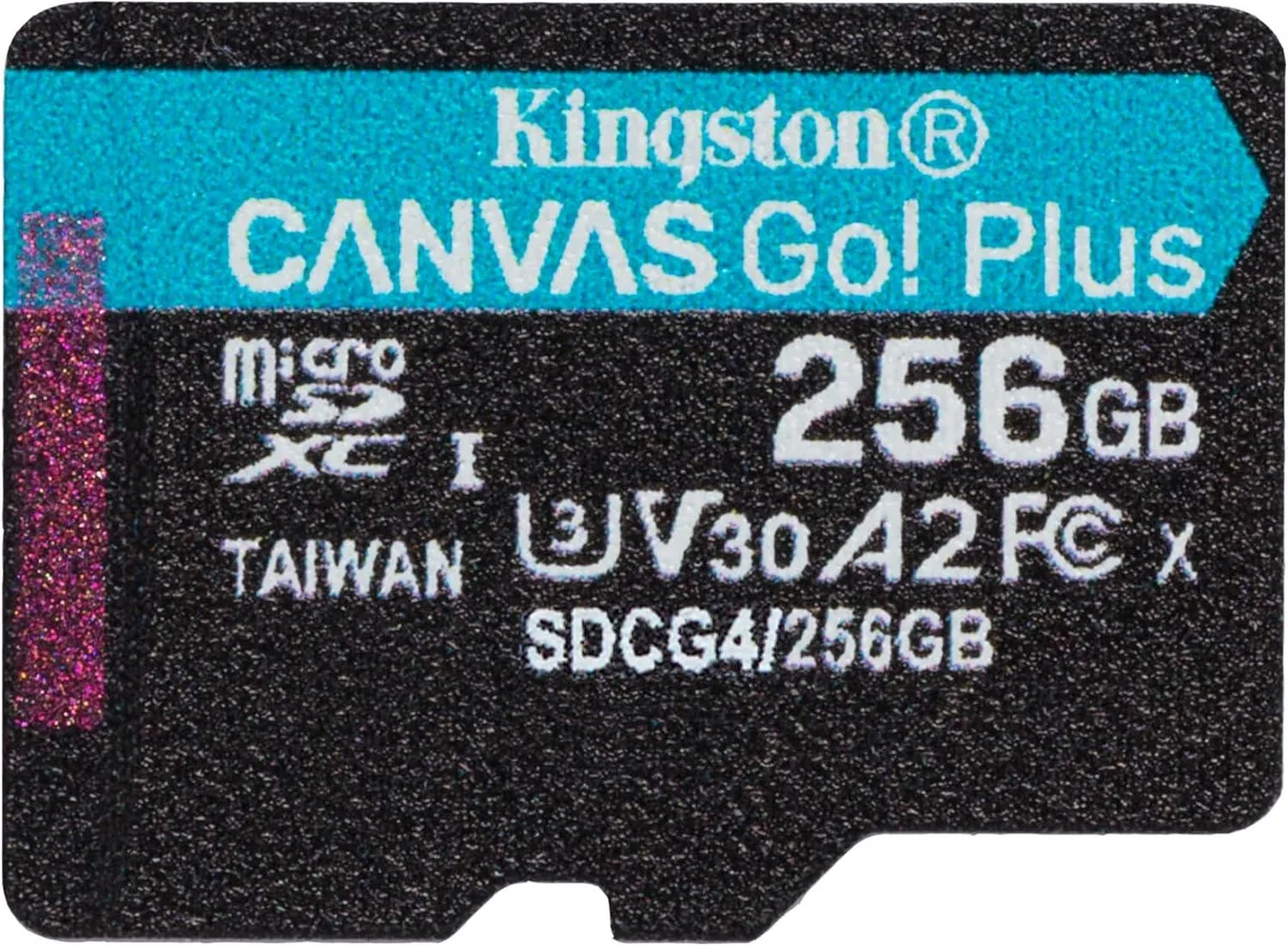 Kingston Technology Corp. Kingston SDCG4/256GB Canvas Go Plus 200MB/s 256GB microSD memory card — product photo