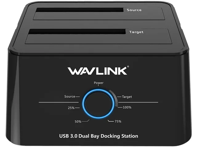 Wavlink Wavlink 334U-BL USB 3.0 dual-bay SATA dock 2×12TB — product photo
