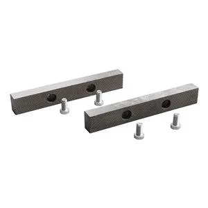 Pair of steel jaw inserts with four screws, silver finish