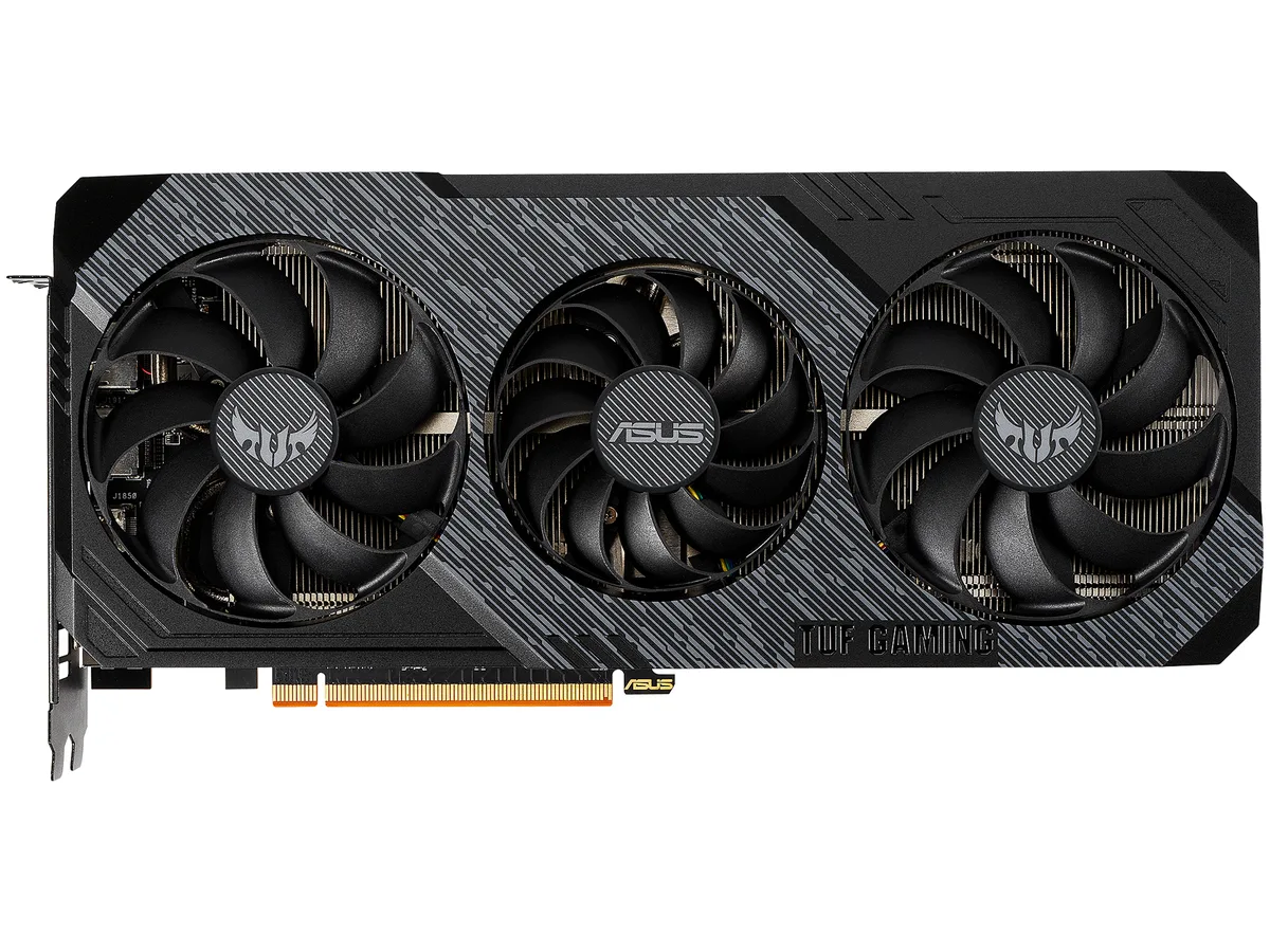 ASUS TUF Gaming X3 Radeon RX 5600 XT graphics card, black triple-fan cooler, 2.7-slot design