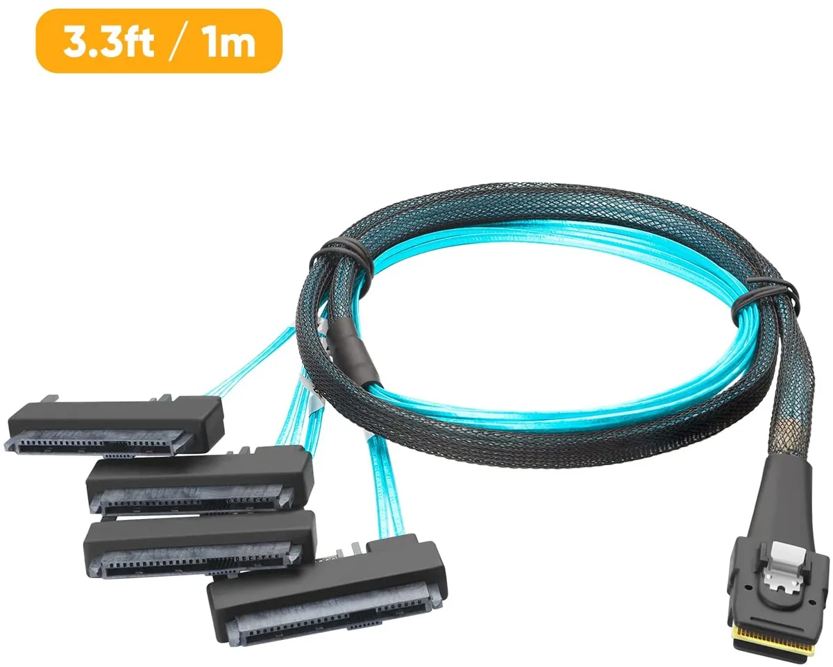 ETopSell ETopSell Mini SAS 36 Pin SFF-8087 to 4x SFF-8482 3.3 FT sas cable — product photo