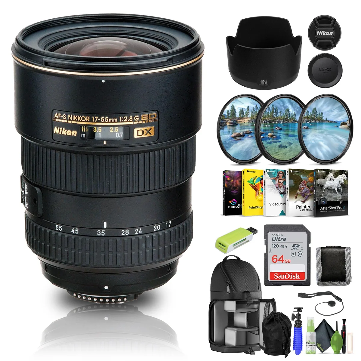 Nikon Inc Nikon AF-S DX Zoom-NIKKOR 17-55mm f/2.8G IF-ED Lens Bundle — product photo