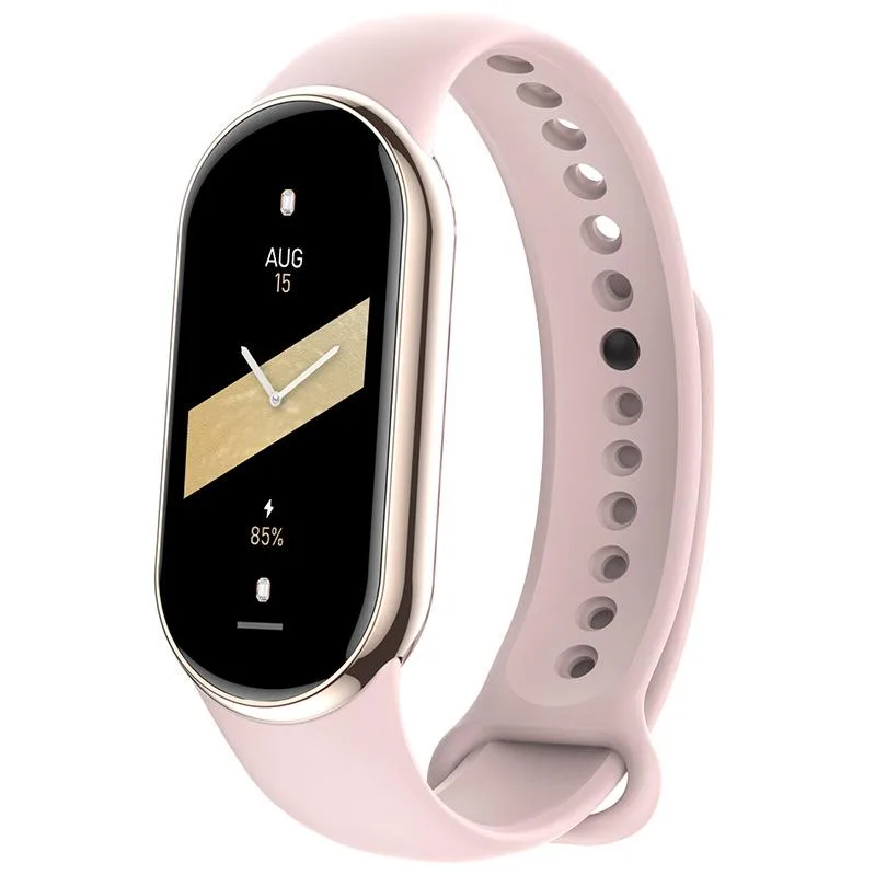 Pink smart bracelet with 1.14 inch touch screen and silicone sport strap