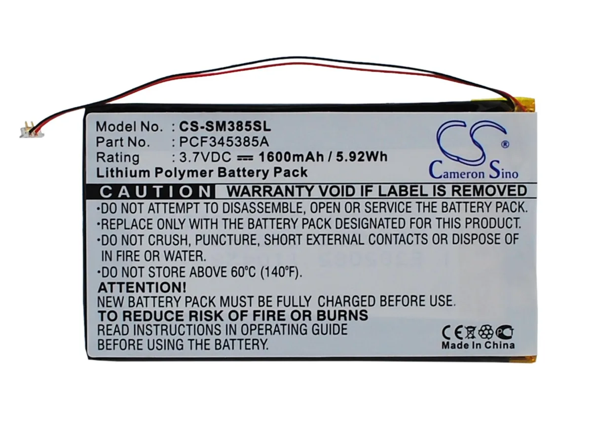 Cameron & Co Cameron & Co DS-CS-SM385SL 3.7V 1600mAh Li-Polymer mp3 accessory — product photo
