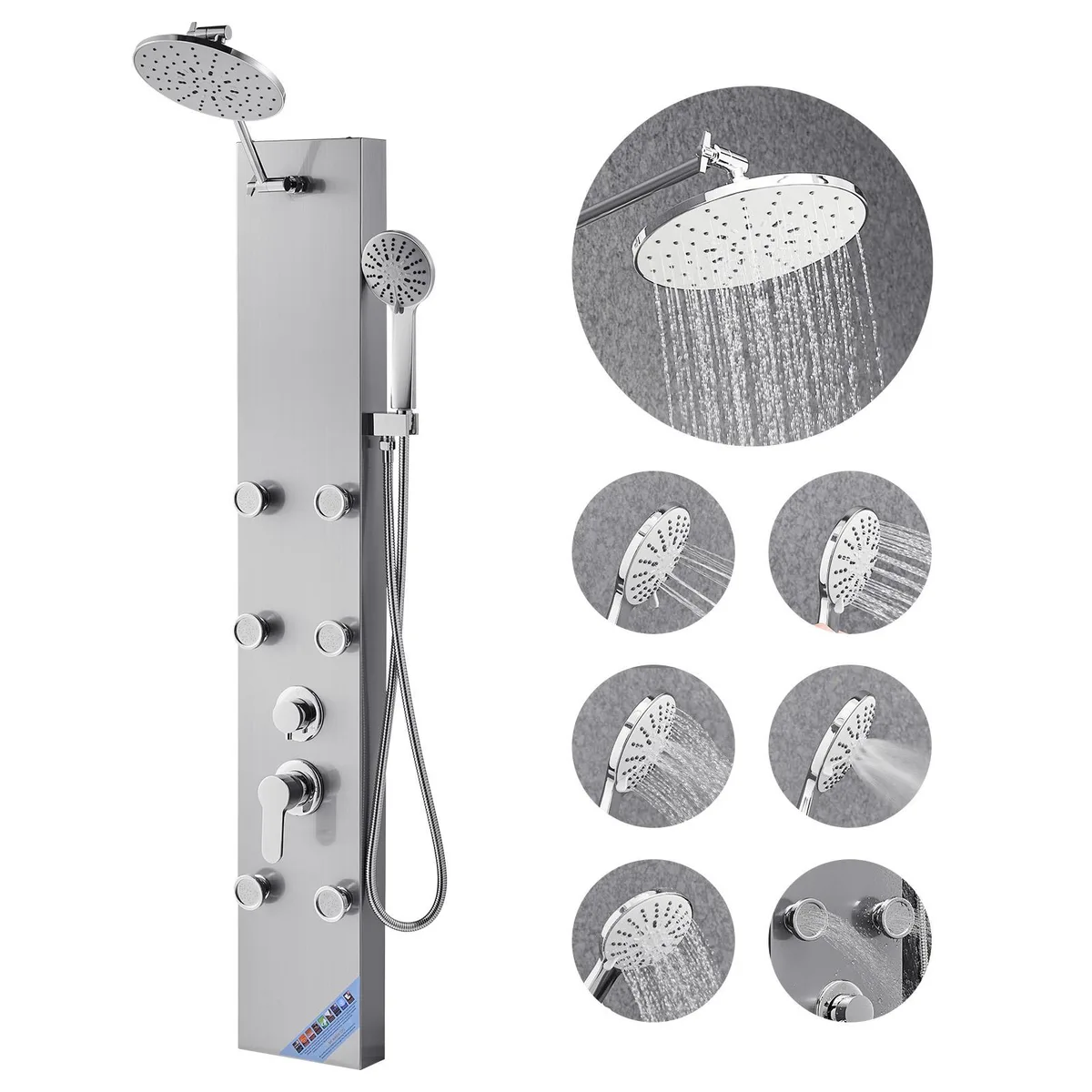 VEVOR VEVOR Shower Panel Tower 49 in 304 Stainless Steel 6 Jets Handheld — product photo
