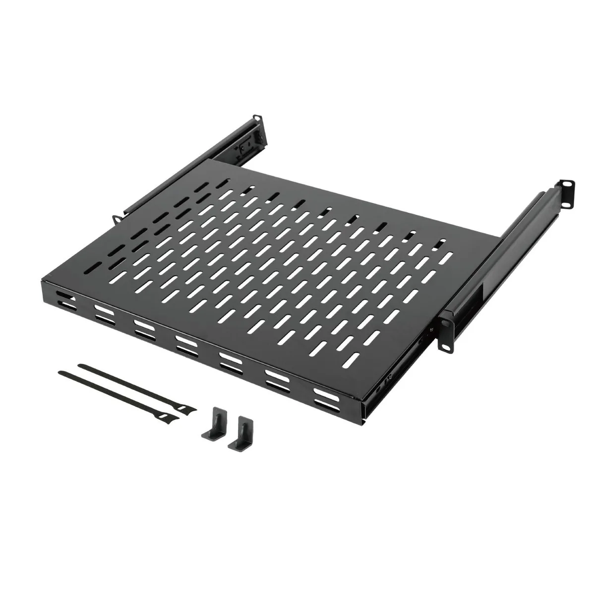 StarTech.com 1U Sliding Rack Shelf 13.8-19.7in Depth 110lbs Black — product photo