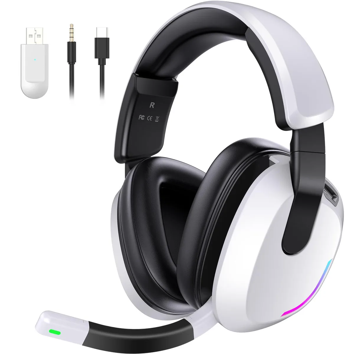 BENGOO SZ02 Wireless Gaming Headset White 7.1 Surround 60h Battery Bluetooth 5.4 — product photo