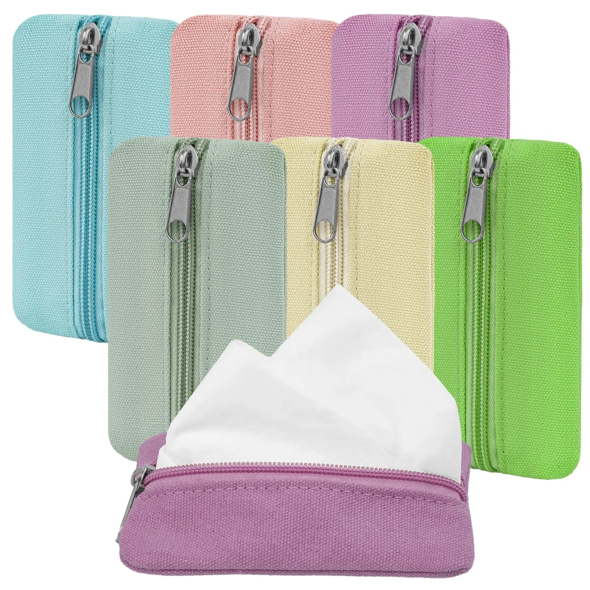 GOCOHHI Pocket Tissue Holder 6 Pack Multi-Colour 5.1 x 3.1 Inches — product photo