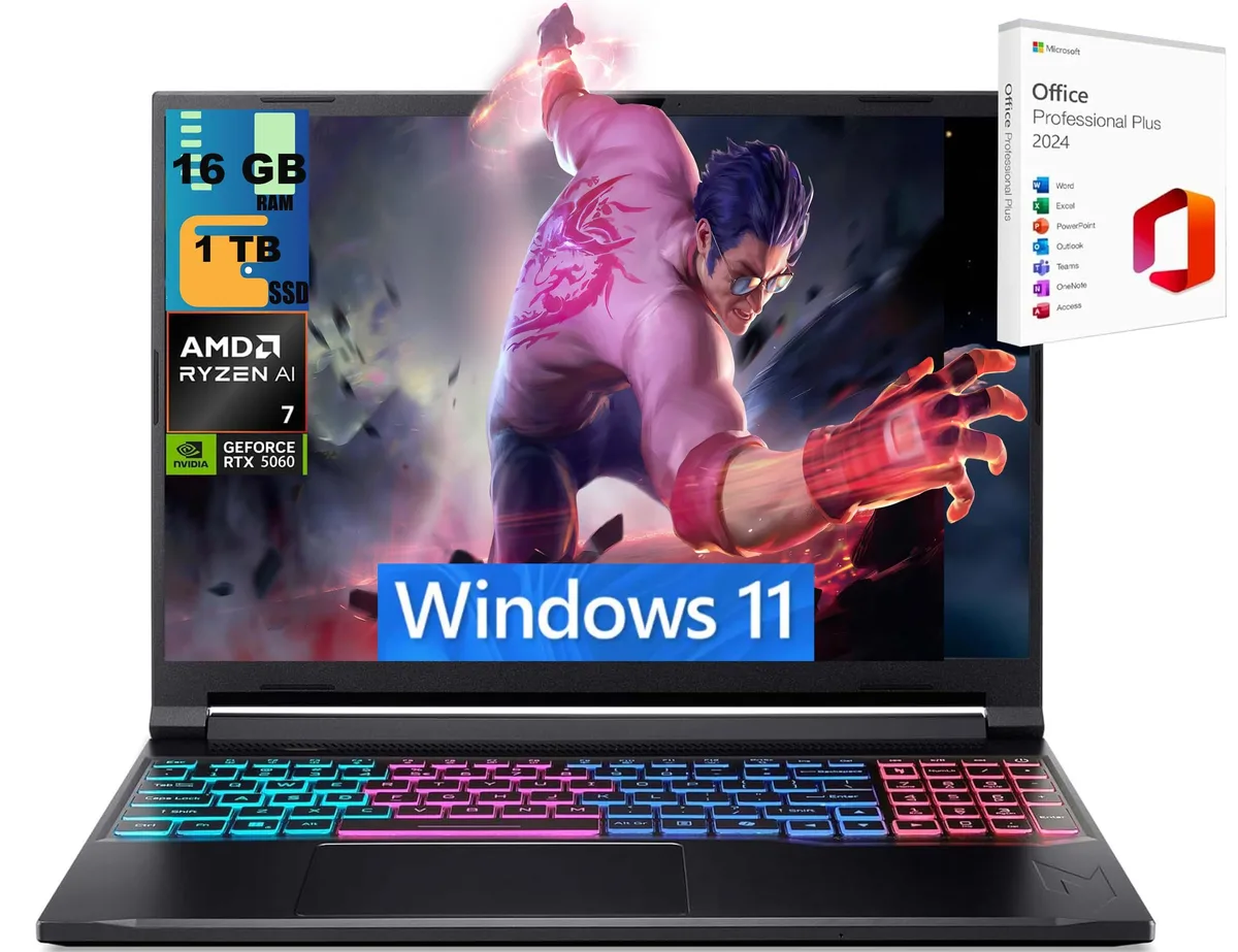 Acer America Acer Nitro V 16 gaming laptop Ryzen AI 7 350 RTX 5060 16GB 1TB — product photo
