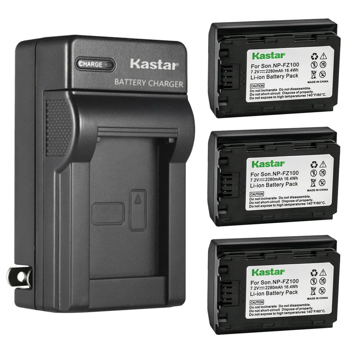 Kastar Kastar NP-FZ100 3 Battery + AC Wall Charger Kit — product photo