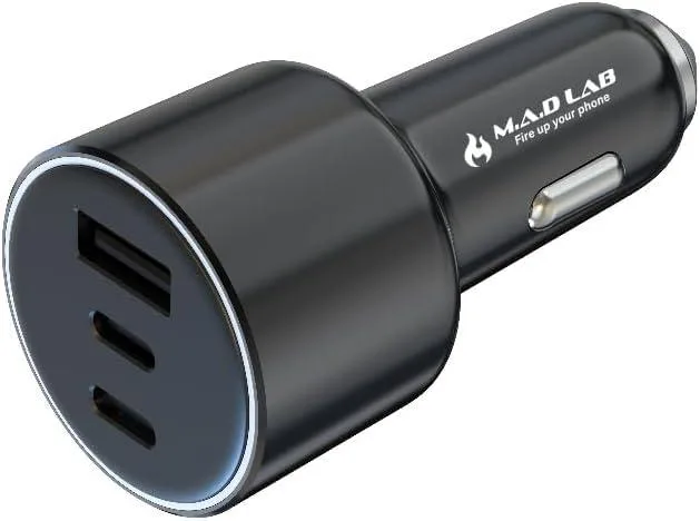 MAD LAB 84W Car USB Charger Dual 33W USB-C 18W USB-A Black — product photo