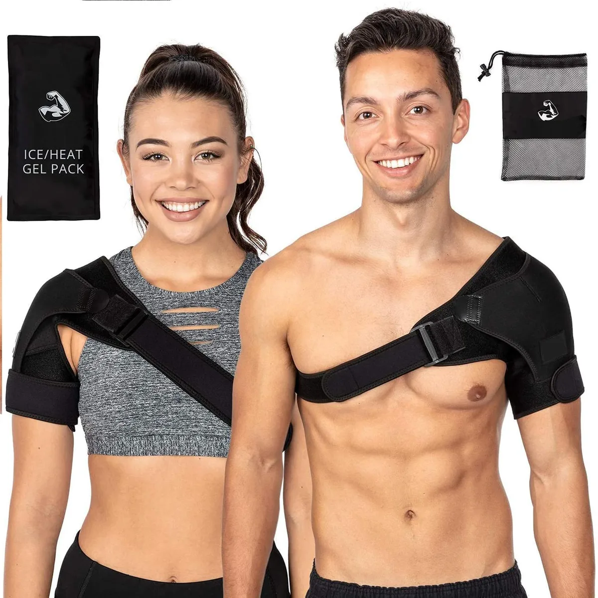 Altatac shoulder brace with ice pack, neoprene, three adjustable straps, left or right fit