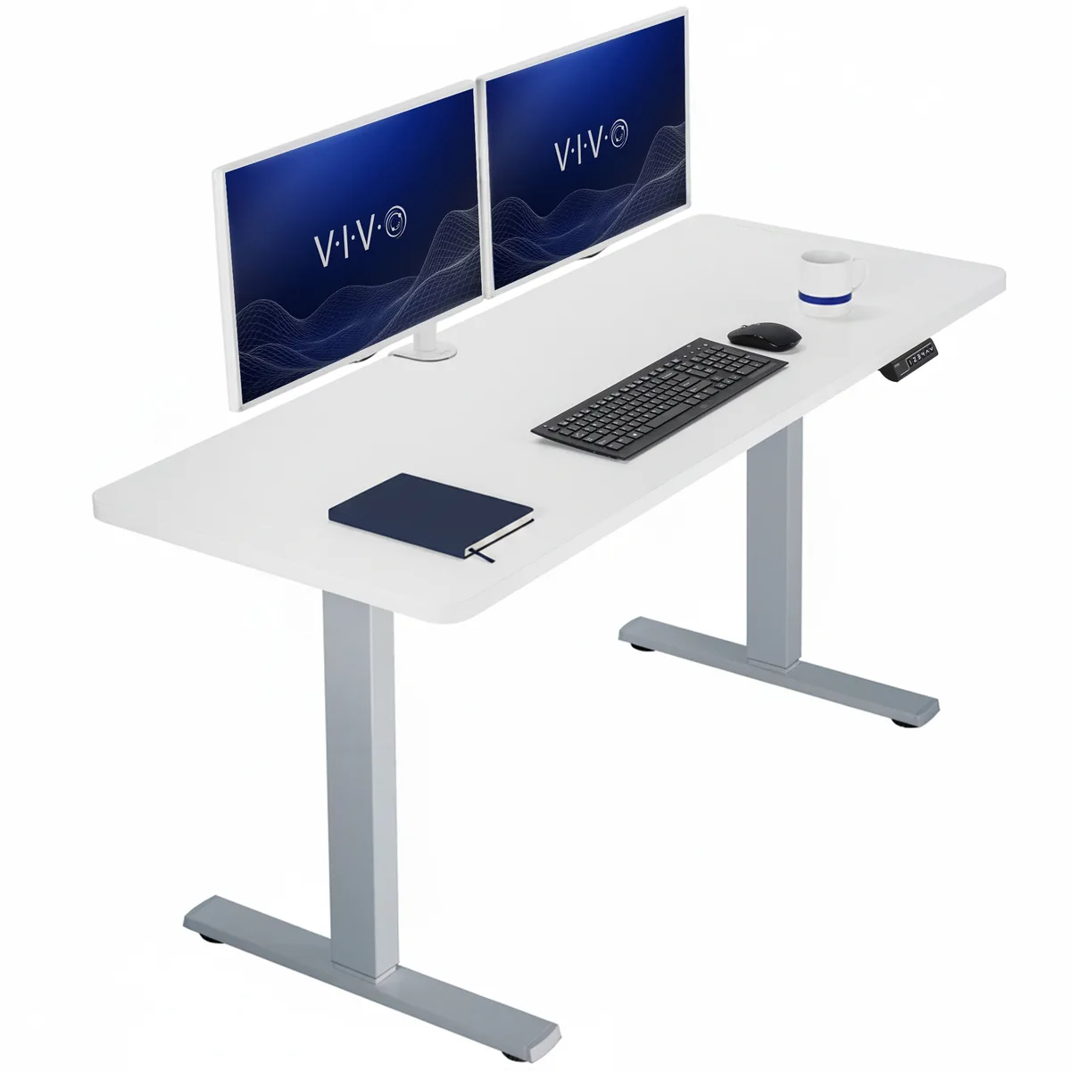 VIVO VIVO Electric 60 x 24 Standing Desk White Top Gray Frame — product photo
