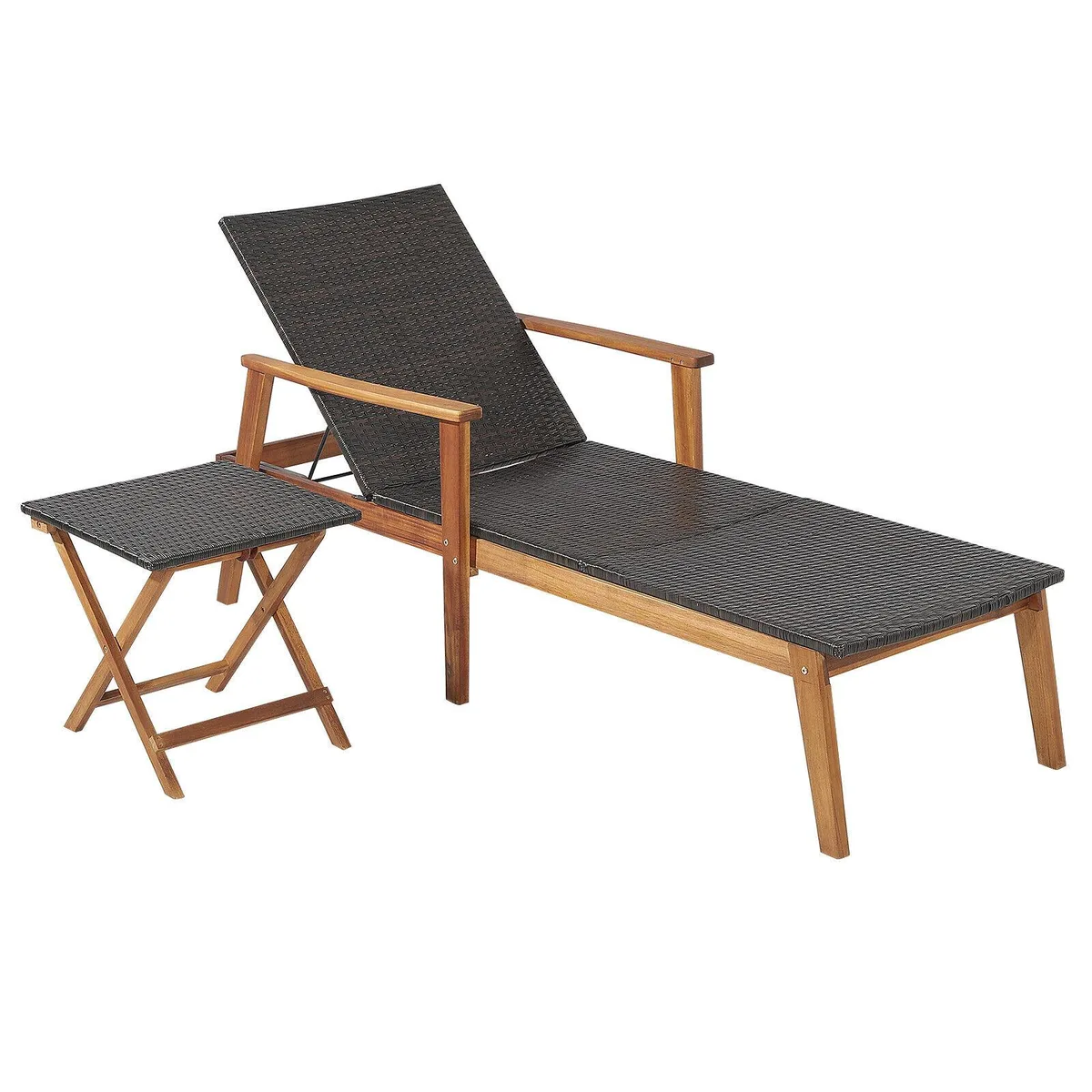 SlickBlue SlickBlue 2-Piece Chaise Lounge &amp; Table Set Brown 4-Level Adjustable — product photo